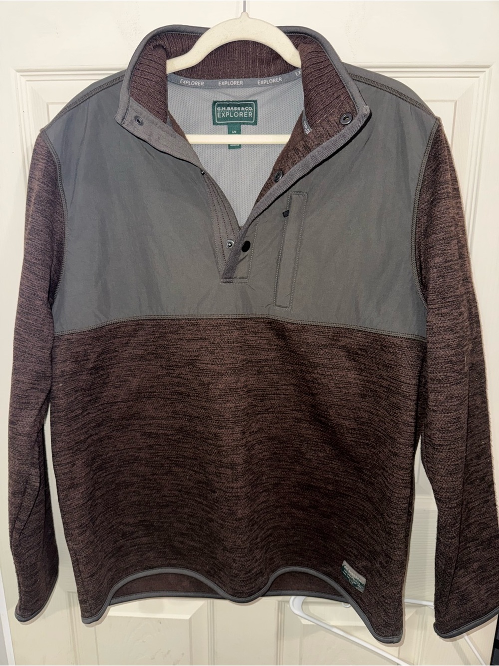 G.H. Bass & Co. Men's Brown Heather Zip-Front Pullover Sweater